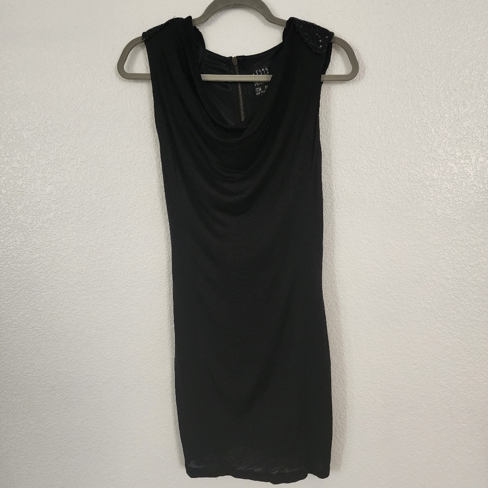 Zara sequin shoulder black dress size M